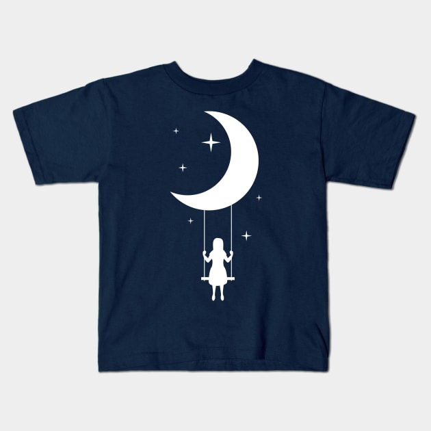 swing on the moon Kids T-Shirt by Ageman